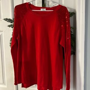 Embellished Sequin Red Sweater